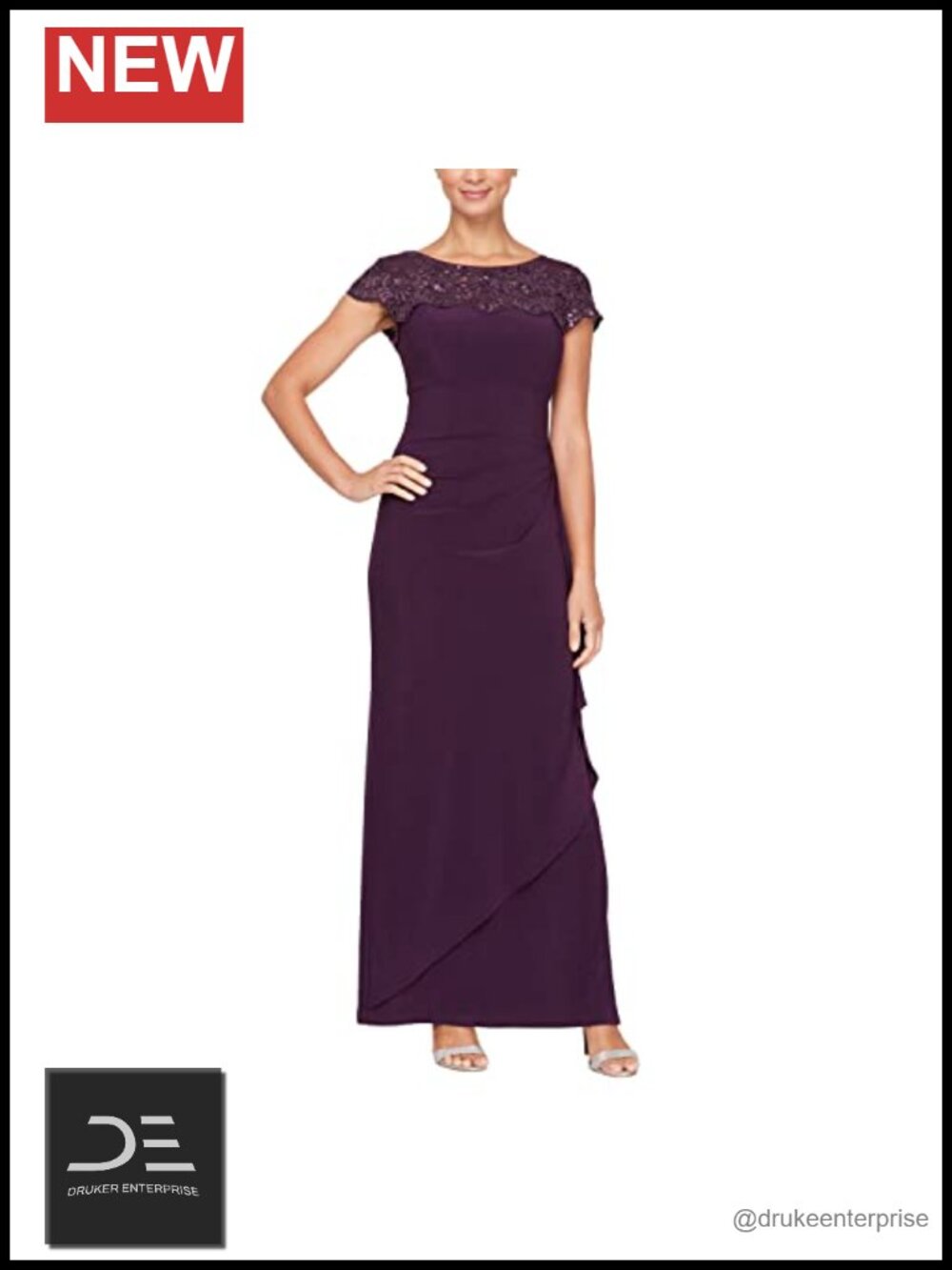 Long Column Formal Evening Dress Sweetheart Neck Ruffle Jersey